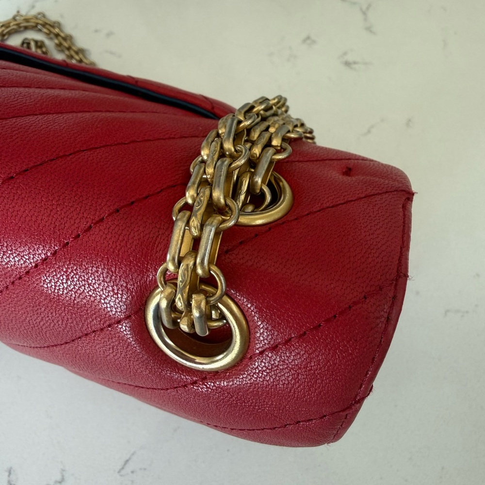 Chanel Chevron Lambskin Double Flap Double Chain Bag 2.55 Red Gold Metal Fitting - Picture 7 of 16